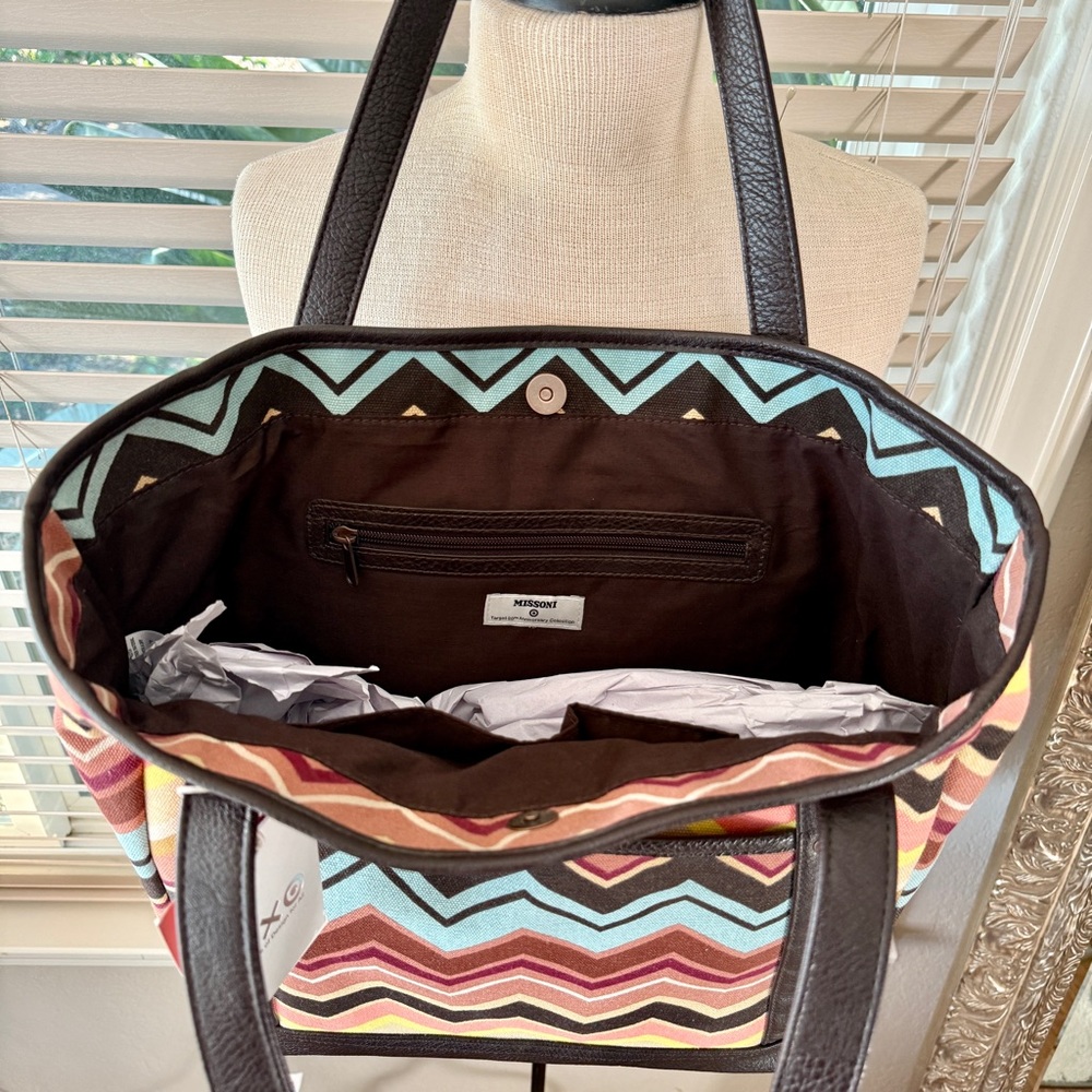 Missoni Brown and Yellow Chevron Tote Bag - Picture 5 of 6